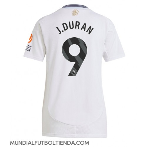 Camiseta Aston Villa Jhon Duran #9 Segunda Equipación Replica 2024-25 para mujer mangas cortas